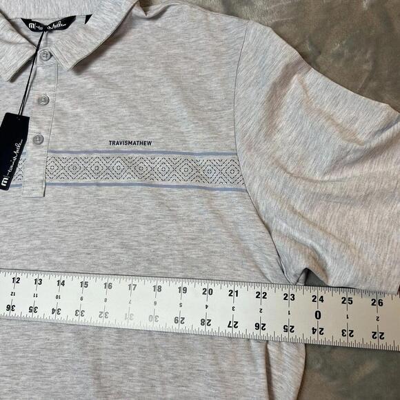 NWT MEN'S TRAVIS MATHEW LOCAL TIME POLO XL HEATHER LIGHT GRAY Embroidered - Picture 2 of 4